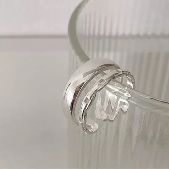 ⚡️Insta double ring layer sterling silver ring open ring - Picture 5 of 5
